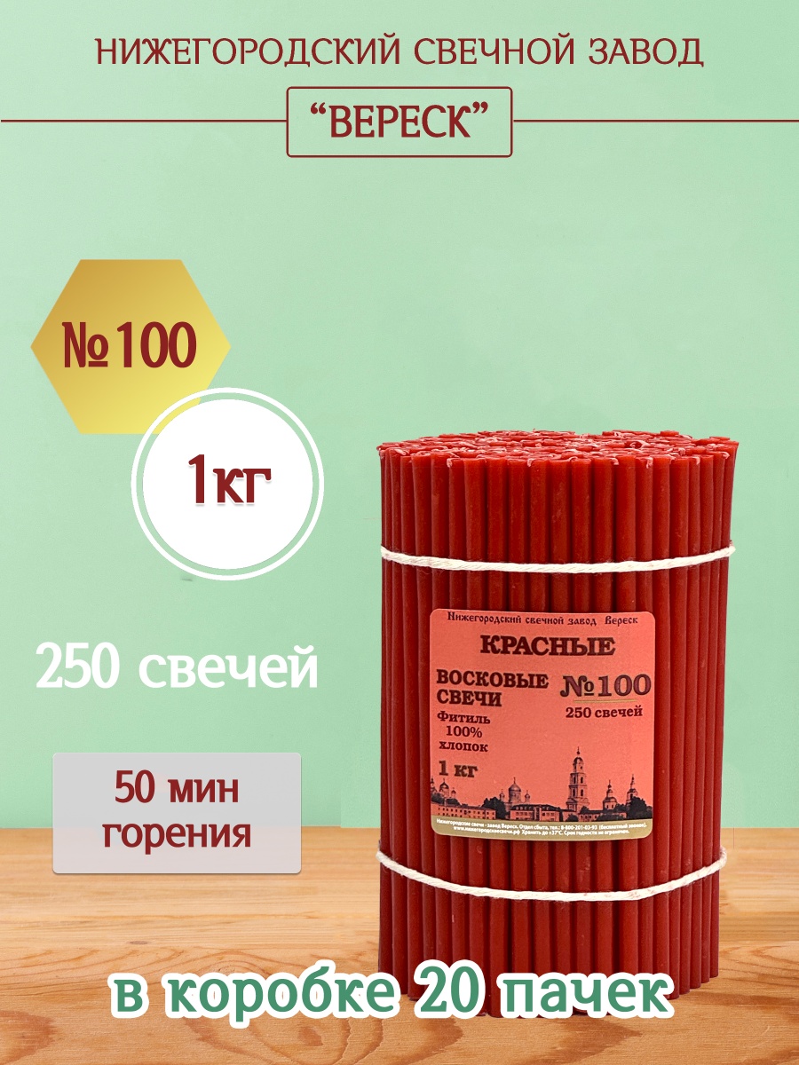 Восковые свечи КРАСНЫЕ пачка 1 кг № 100