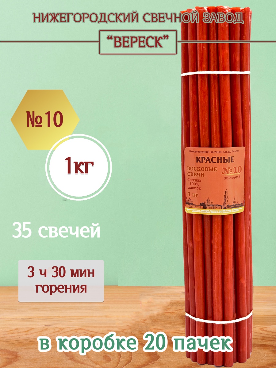 Восковые свечи КРАСНЫЕ пачка 1 кг № 10